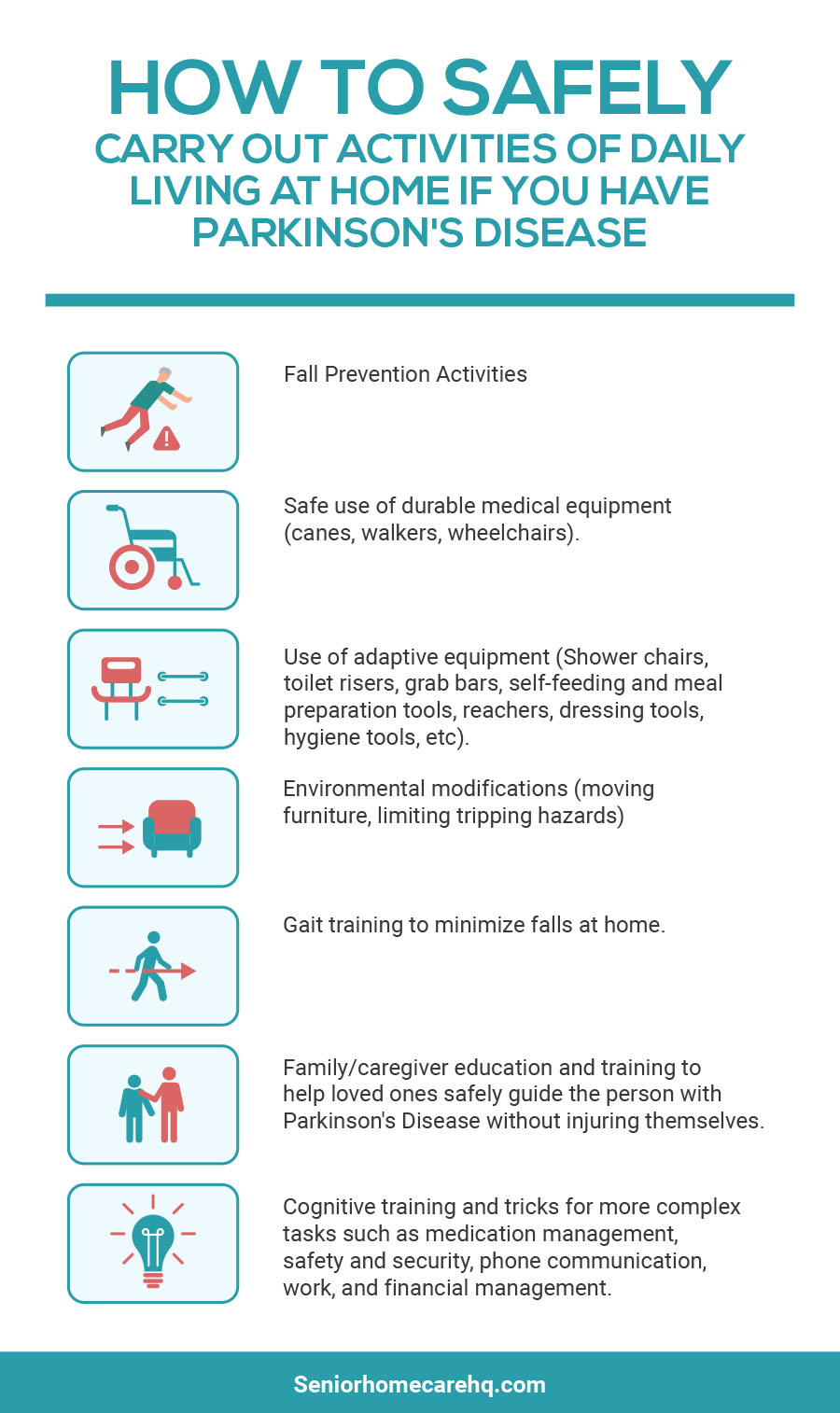 How to safely carry out activities of daily living if you have parkinson's disease